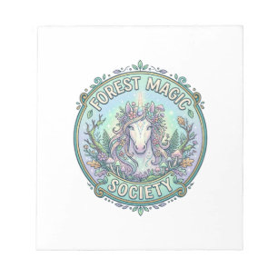 Unicorn Forest Magic Society Graphic Design White Notepad