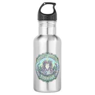 Unicorn Forest Magic Society Graphic Design White Stainless Steel Water Bottle