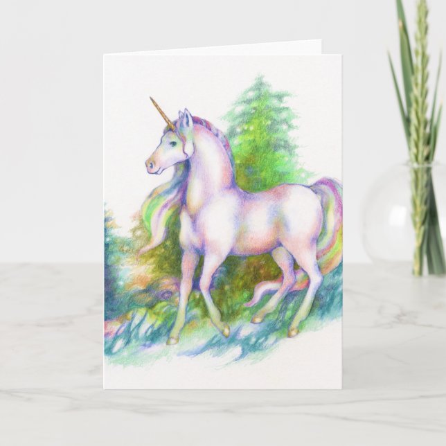 Unicorn Forest rainbow fantasy horse Greeting Card (Front)