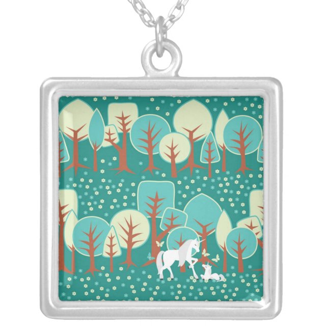 UNICORN FOREST SILVER PLATED NECKLACE (Front)