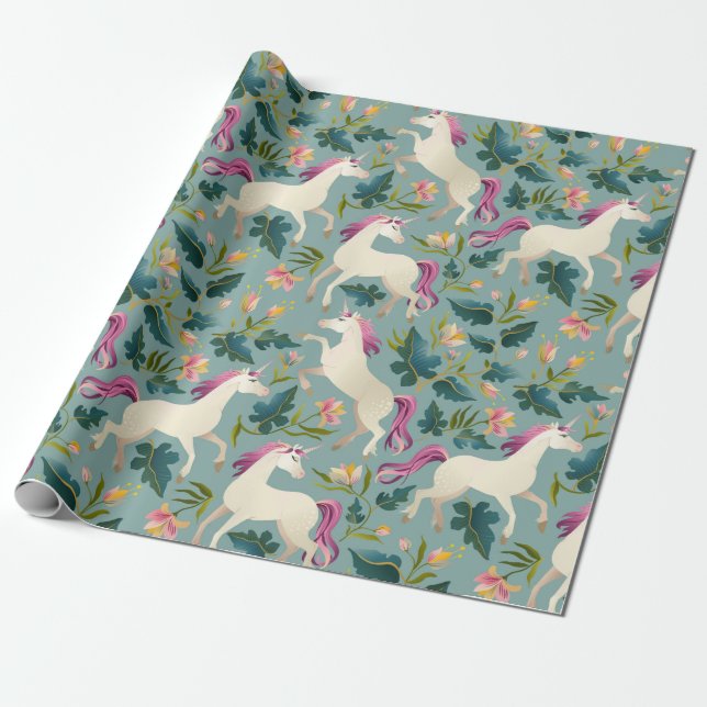 Unicorn Forest Wrapping Paper (Unrolled)