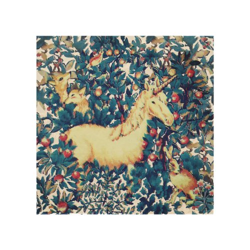 Unicorn Fox Rabbit Antique Tapestry William Morris Wood Wall Art