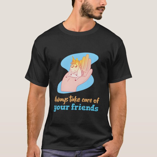 Unicorn Friendship Always Care for Your Friends vi T-Shirt (Front)