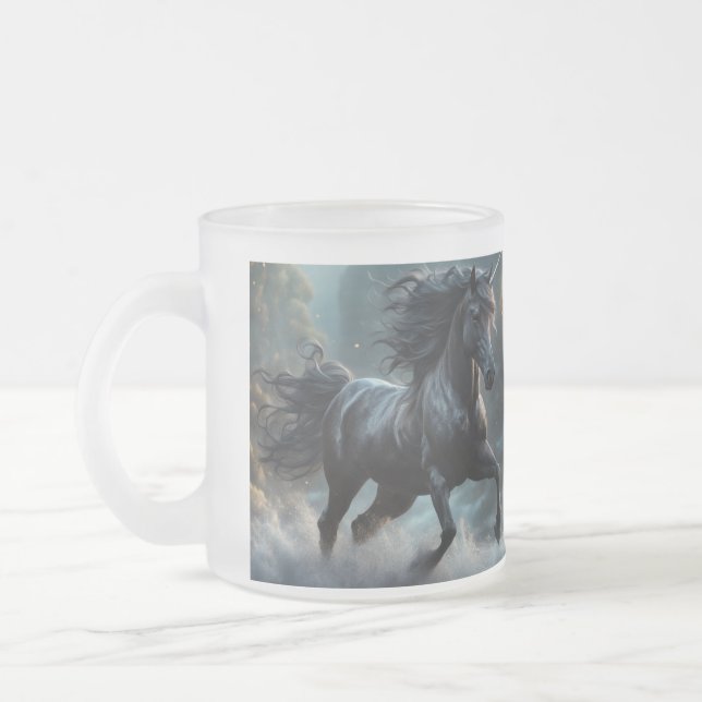 Unicorn Frosted Glass Coffee Mug (Left)