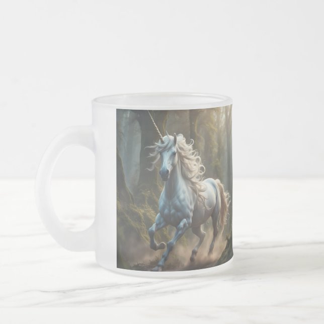 Unicorn Frosted Glass Coffee Mug (Left)