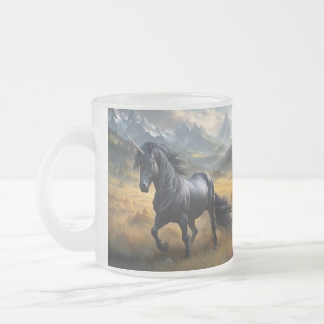 Unicorn Frosted Glass Coffee Mug (Left)