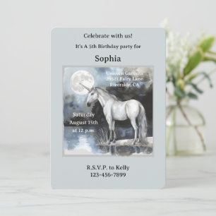 Unicorn Full Moon Believe Birthday Invitation