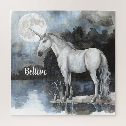 Unicorn Full Moon Believe Jigsaw Puzzle