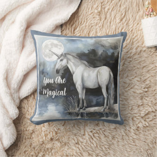Unicorn Full Moon Throw Pillow