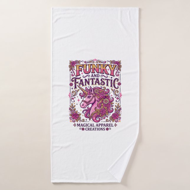 Unicorn Funky and Fantastic Stylish Zazzle Design_ Bath Towel (Bath Towel)