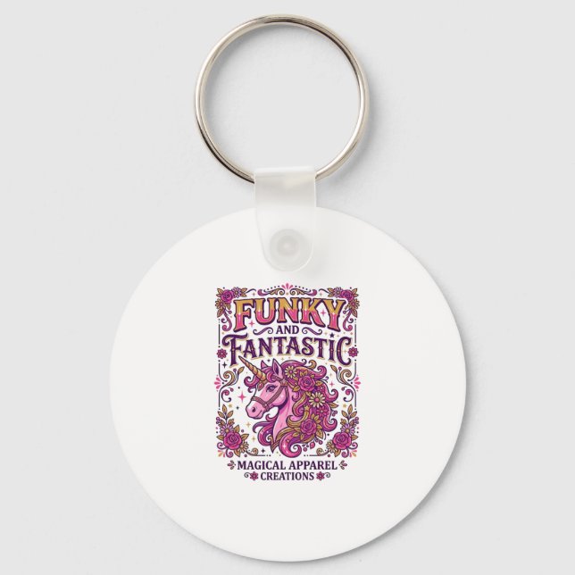 Unicorn Funky and Fantastic Stylish Zazzle Design_ Keychain (Front)