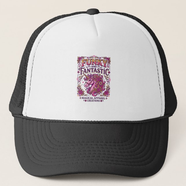 Unicorn Funky and Fantastic Stylish Zazzle Design_ Trucker Hat (Front)