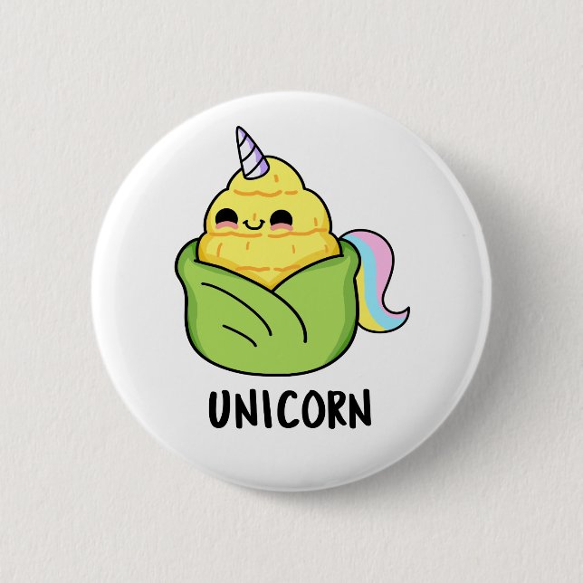 Unicorn Funny Baby Corn Pun Button (Front)