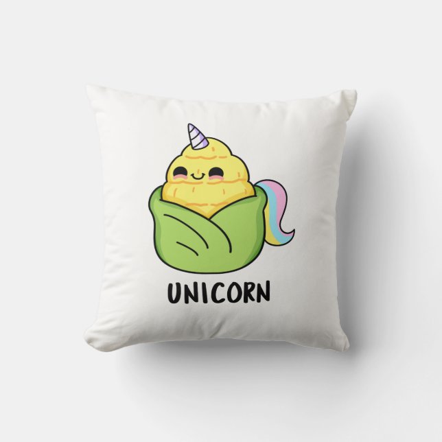 Unicorn Funny Baby Corn Pun  Throw Pillow (Front)