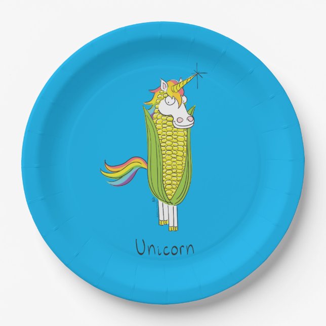 Unicorn Funny Corn Paper Plates (Front)