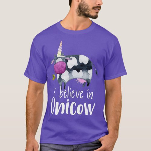 Unicorn Funny Cow I believe in Unicow  T_Shirt