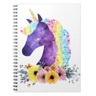Unicorn Galaxy with Flowers Notebook