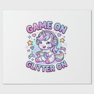 Unicorn Game On Glitter On Graphic Design Merch De Wrapping Paper