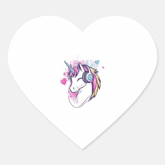 Unicorn Gamer Girl (1) Heart Sticker (Front)