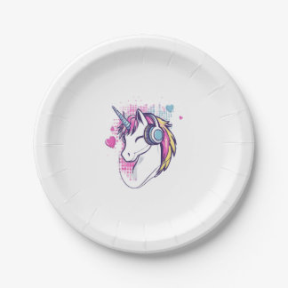 Unicorn Gamer Girl (1) Paper Plates