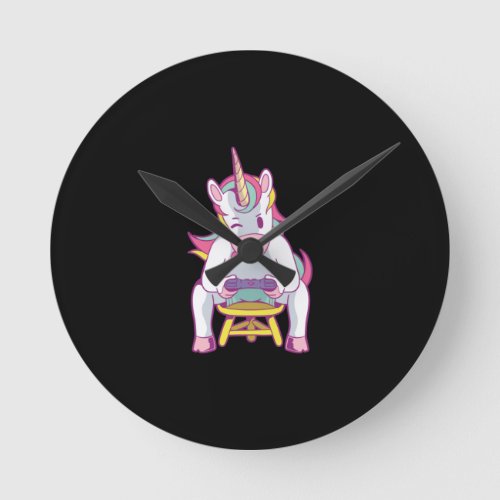 Unicorn Gamer Round Clock