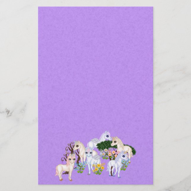 Unicorn Garden Pixel Art Stationery (Front)