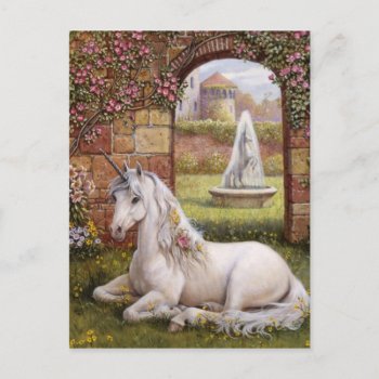 Unicorn Garden Postcard by thecoveredbridge at Zazzle