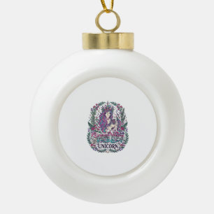 Unicorn Garden Witch Unicorn Colorful Apparel Grap Ceramic Ball Christmas Ornament