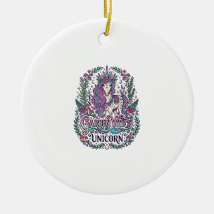 Unicorn Garden Witch Unicorn Colorful Apparel Grap Ceramic Ornament