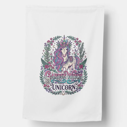 Unicorn Garden Witch Unicorn Colorful Apparel Grap House Flag