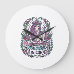 Unicorn Garden Witch Unicorn Colorful Apparel Grap Large Clock