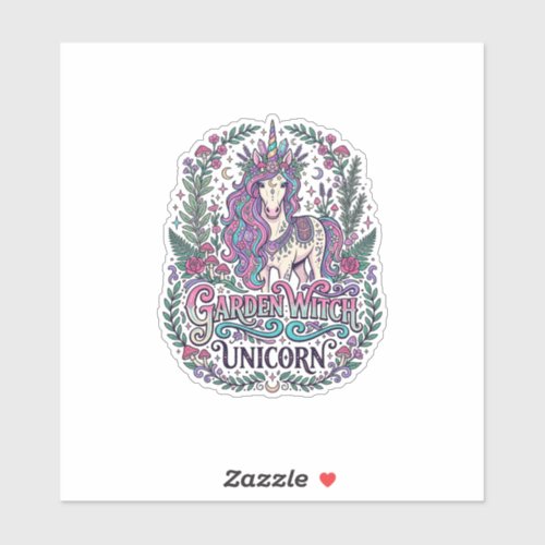 Unicorn Garden Witch Unicorn Colorful Apparel Grap Sticker