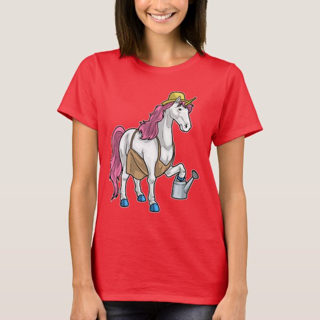 Unicorn Gardener Watering can Garden T-Shirt (Front)