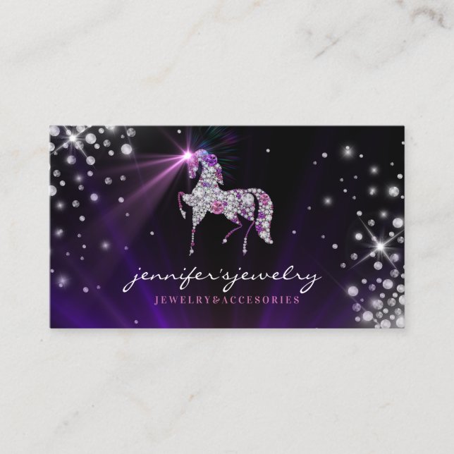 Unicorn gems diamonds jewelry Accessories Business Card (Front)