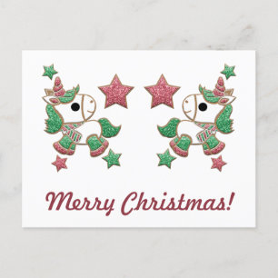Unicorn Gingerbread Cookies "Merry Christmas!" Postcard