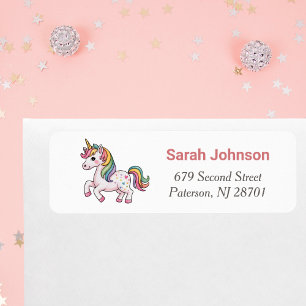 Unicorn Girl Birthday Party Return Address Label