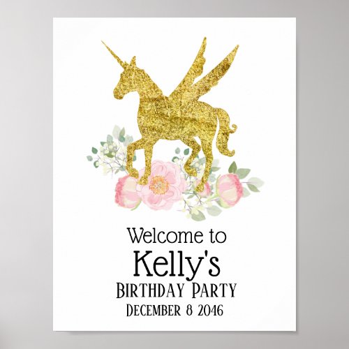 unicorn girl birthday Poster