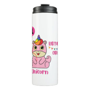 unicorn girl birthday thermal tumbler