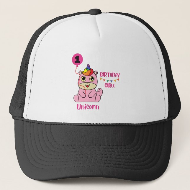 unicorn girl birthday trucker hat (Front)