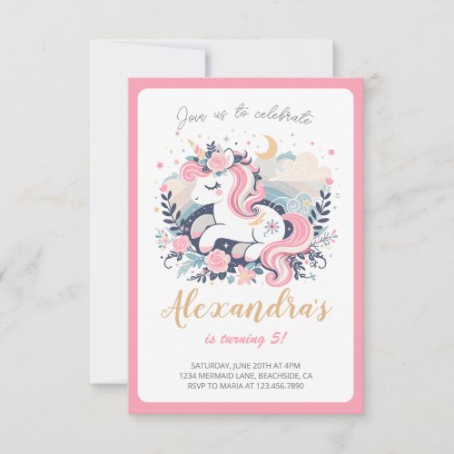 Unicorn Girl Magical Pastel Pink Birthday Party