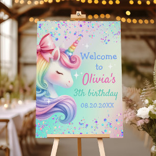 Unicorn Girl Magical Pastel Rainbow Birthday Foam Board