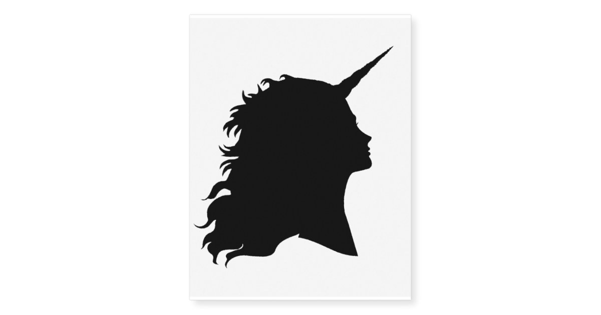 Unicorn Girl Profile Silhouette Temporary Tattoos Zazzle Com