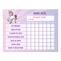 RCN18 Cute Unicorn A4 Personalised reward chart 