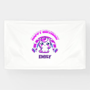 Unicorn Girls Birthday Party Banner Editable