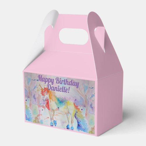 Unicorn Girls Birthday Pink Cake Favour Box