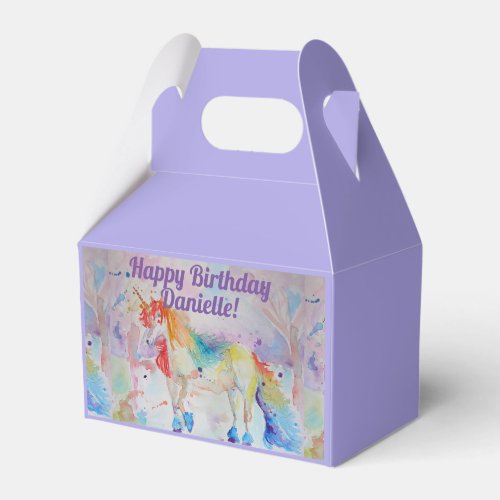 Unicorn Girls Birthday Purple Cake Favour Box