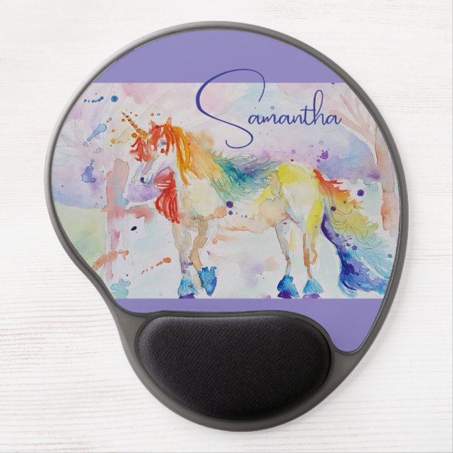 Unicorn Girls Customizable Name USB Stick Gel Mouse Pad (Front)