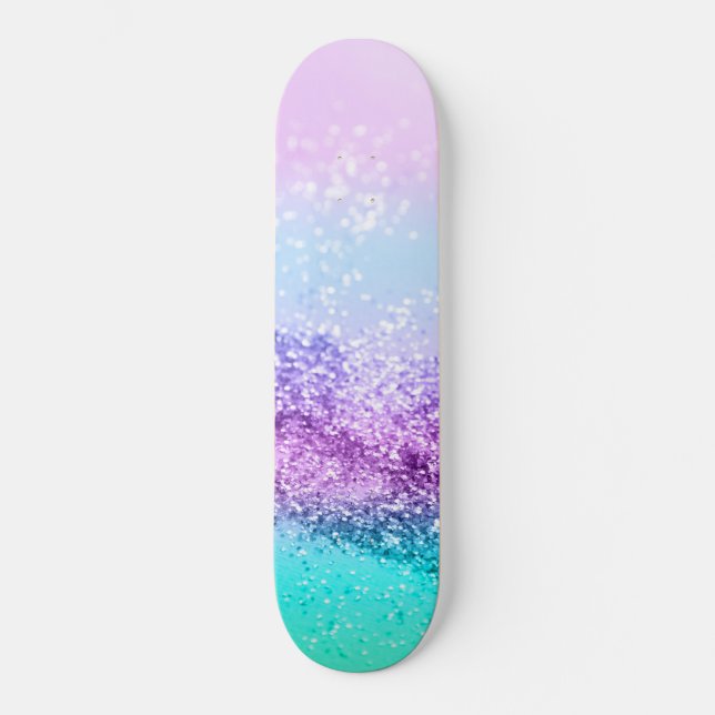 Unicorn Girls Glitter #14 #shiny #decor #art Skateboard (Front)