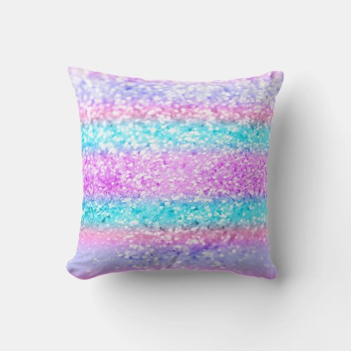 Unicorn Girls Glitter 15 shiny Throw Pillow