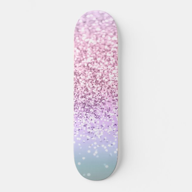 Unicorn Girls Glitter #1c (Faux Glitter) #pastel  Skateboard (Front)